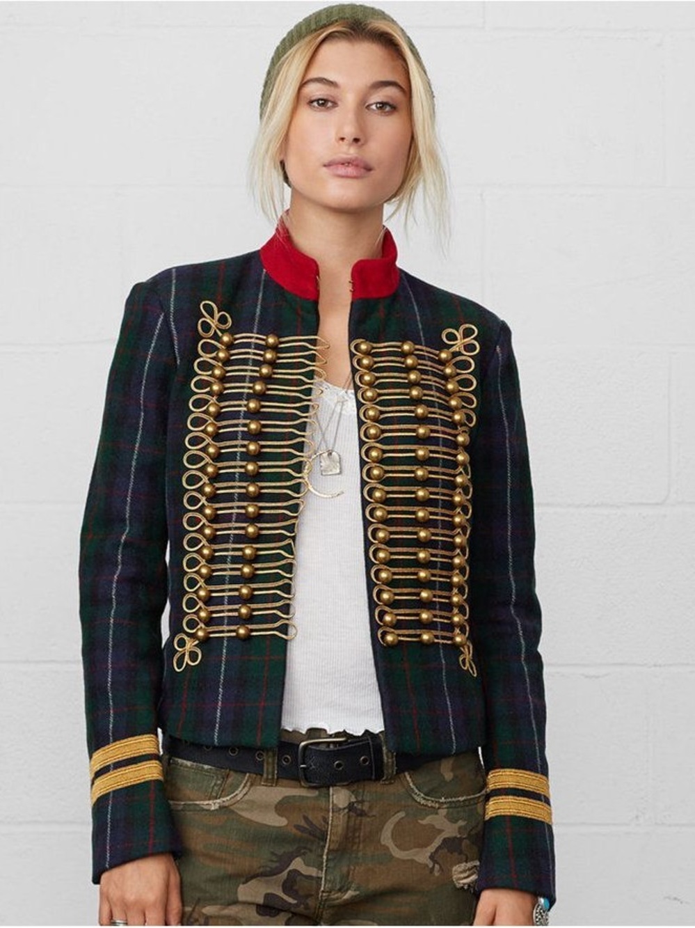 Denim & Supply Ralph Lauren Tartan Plaid Wool Military Jacket Napoleon Gold S - Picture 5 of 14